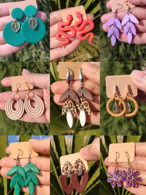 Handmade earrings new, pack of 4 pairs multicolored