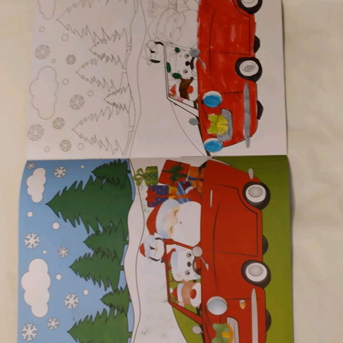 Christmas coloring book used, 12 pages