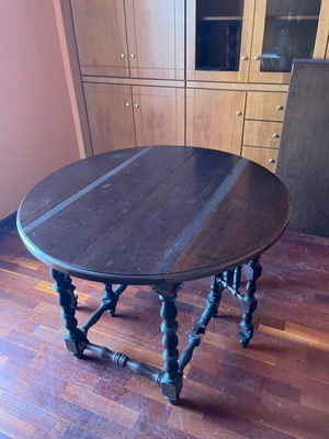 Handmade carved dining table used, solid wood with 6 chairs by Chatziioannidis