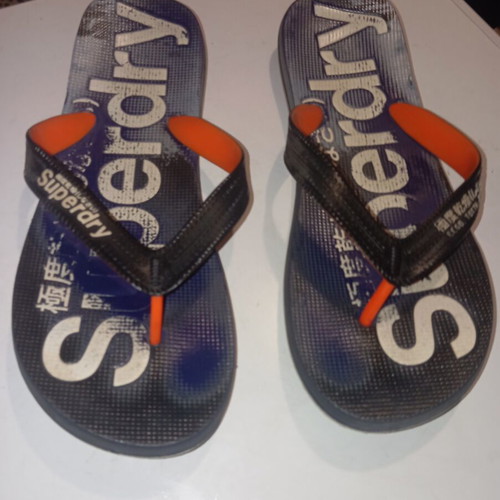 Superdry flip flops size 44 used, blue multicolor