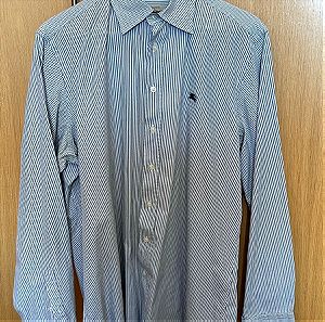 Burberry - αντρικο πουκαμισο μεγεθος M regular fit Μπλε Θαλασσι ριγε