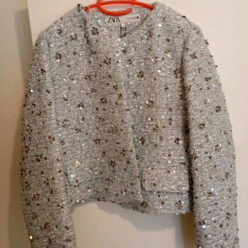 Zara jacket new with grey-silver sequins size S