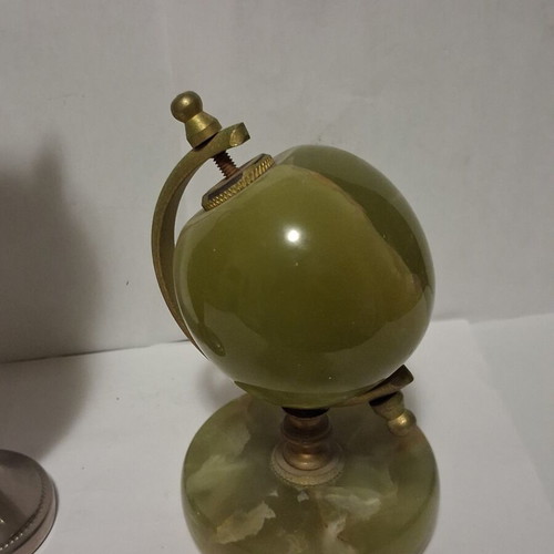 Vintage decorative set green onyx amphora and small globe
