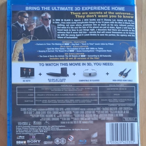 Men In Black 3 3D Blu-ray like new with Greek and Bulgarian subtitles