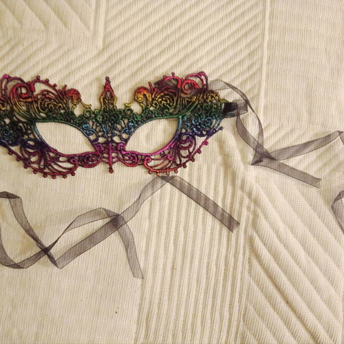 Colorful carnival mask new with ribbon