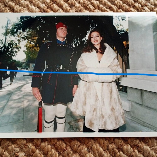 Rare large authentic photo of Miss World Irene Skliva at Presidential Palace 1996 like new