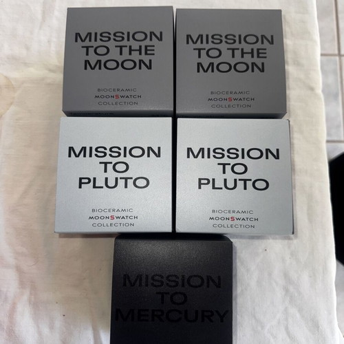 Omega x Swatch Mercury Pluto Moon watches new with boxes and receipts