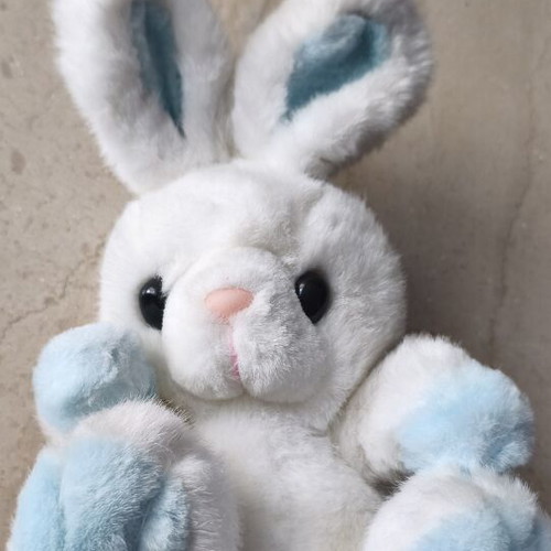 Plush Bunny 26cm white with blue details like new