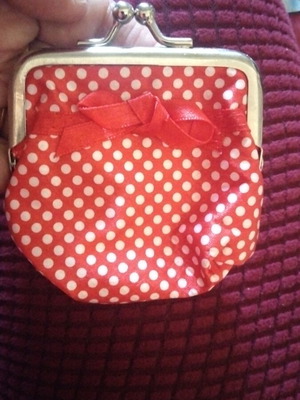 Accessorize coin purse like new, red with white polka dots and bow