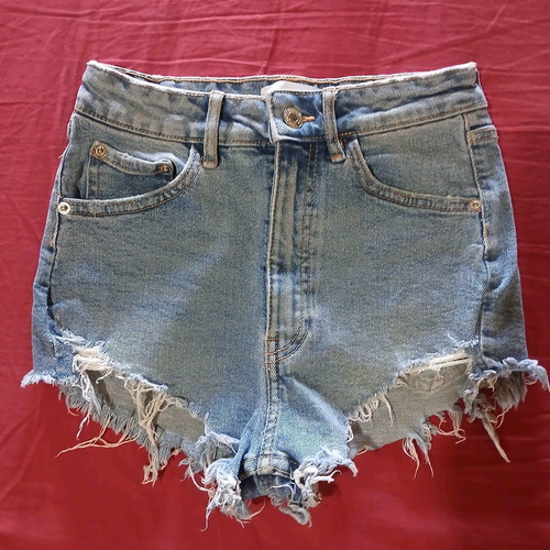 Zara Join Life Distressed Cut-Off Shorts Size 32 Used, Blue