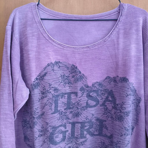 Asymmetric blouse "It’s a Girl Thing" oversized Large - XLarge like new, purple and pink