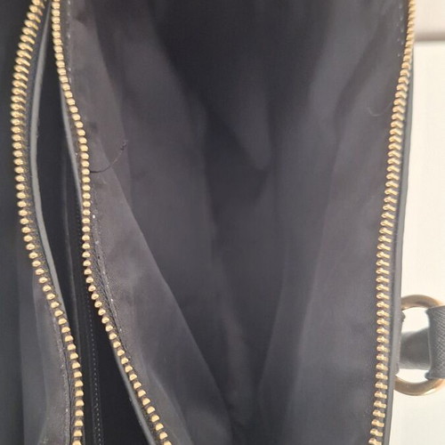 Black office laptop bag for women, saffiano faux leather