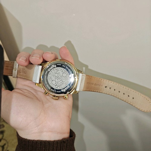 Oxette women's watch used, white leather strap