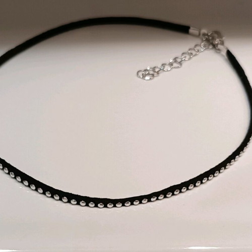Handmade black choker with silver studs new