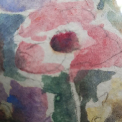 Hand-painted watercolor painting like new, 26x23 cm, Italy