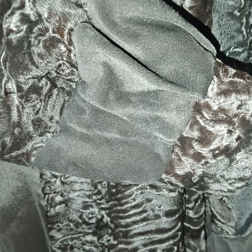 Vintage 80s fur used, black with suede sleeves, size M/L