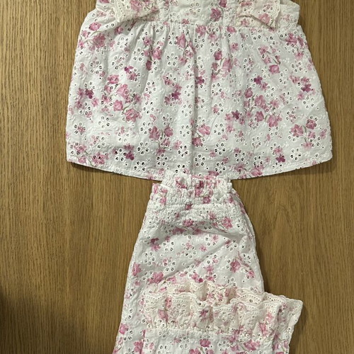 Zara floral top and pants set with ruffles, pink