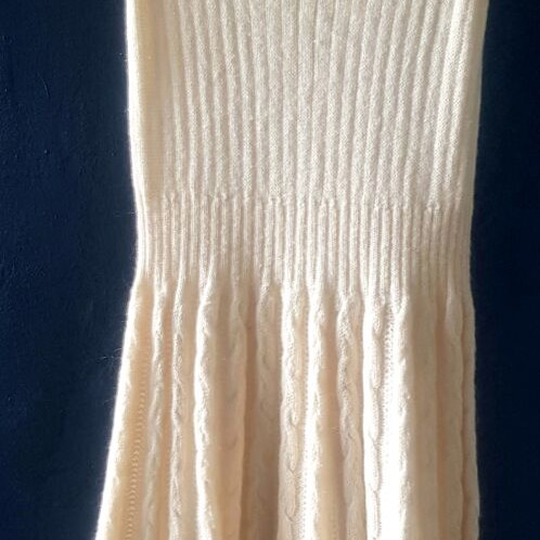 Benetton knitted dress midi like new, size S/M, cream off-white