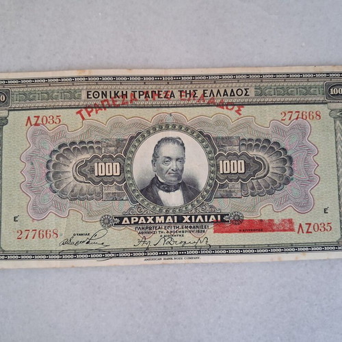 Banknote 1000 Drachmas 1926 used, National Bank of Greece