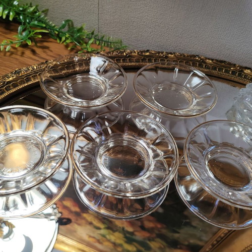 Set of 5 vintage glass plates with gold rim, Made in Tunis