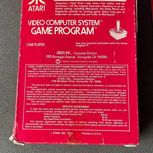 Superman game for Atari 2600 complete in box