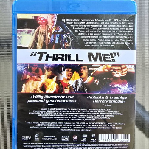 Night Of The Creeps Blu-Ray like new with English subtitles, comedy horror