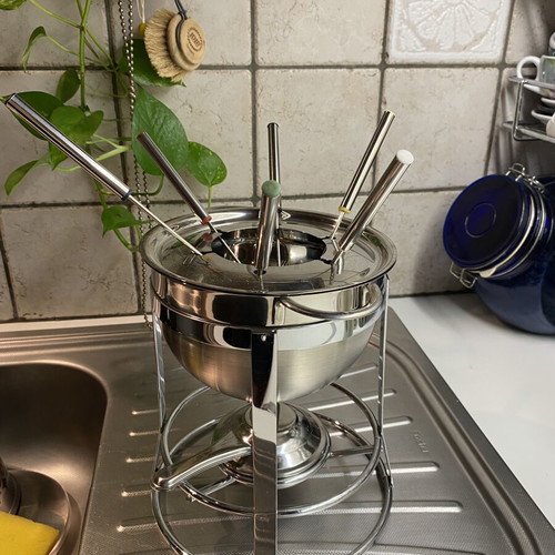 Stainless steel fondue set