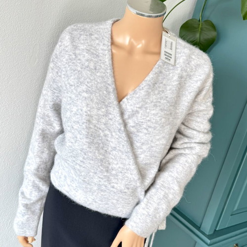 COS alpaca and wool wrap cardigan size L, light grey