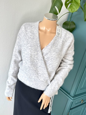COS alpaca and wool wrap cardigan size L, light grey