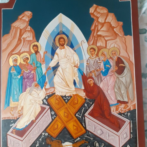 Byzantine icon new, egg tempera on wood with real gold leaf