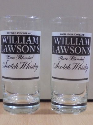 William Lawson's Scotch Whisky 2 old promotional glasses used