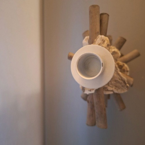 SIA Driftwood Candle Holder with Natural Shells new, unique handmade