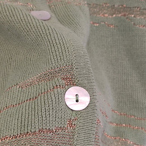 Vintage knitted cardigan green pistachio with gold thread L used