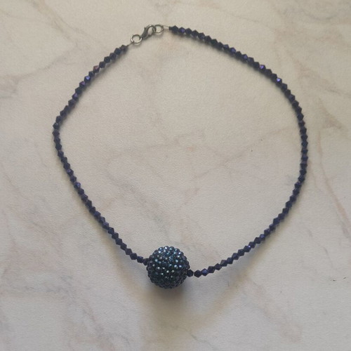 Handmade necklace with iridescent beads and Disco Ball centerpiece like new