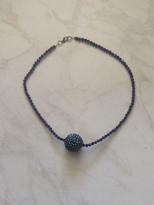 Handmade necklace with iridescent beads and Disco Ball centerpiece like new