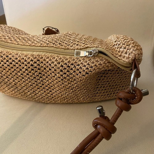 Summer bag with handmade leather decoration and vintage button new