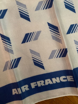 Air France silk scarf used, 80s flight attendant, 50x50 cm