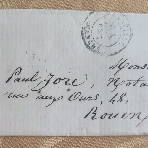 French letter 1877 used with one stamp and three postmarks