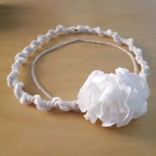 Handmade bridal wreath with macrame and white carnation new