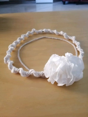 Handmade bridal wreath with macrame and white carnation new