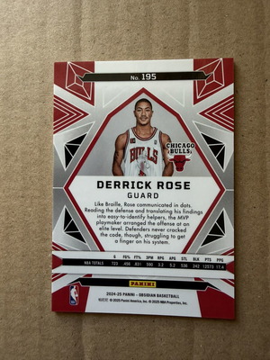 Panini Obsidian Derrick Rose Chicago Bulls card like new
