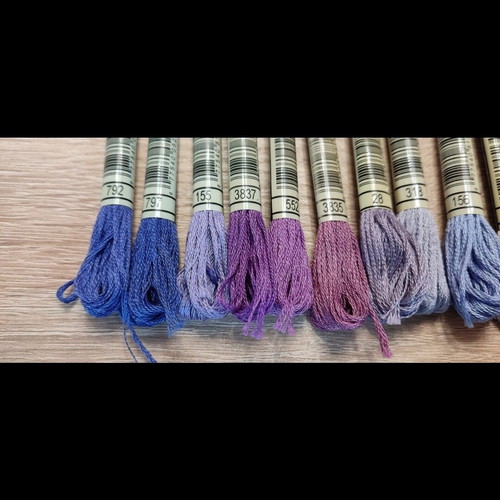 DMC embroidery threads mouliné new, purple and lilac