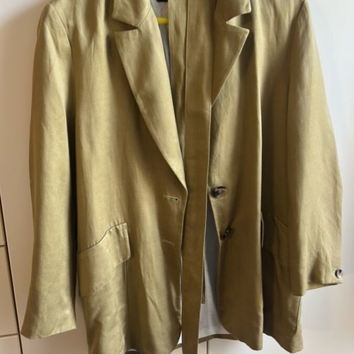 Zara green khaki linen jacket with belt new, M/L