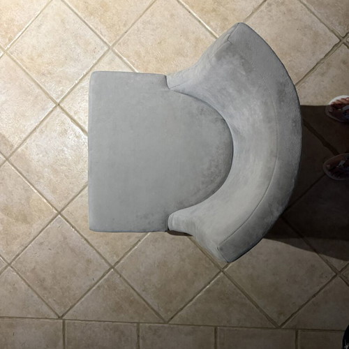 Velvet armchair used, gray beige comfortable