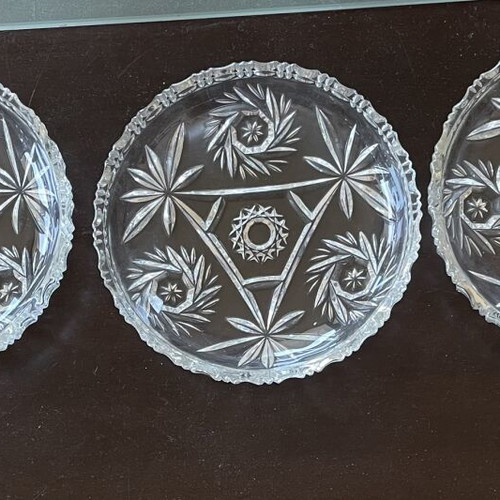 Cut Crystal vintage set of 3 coasters like new