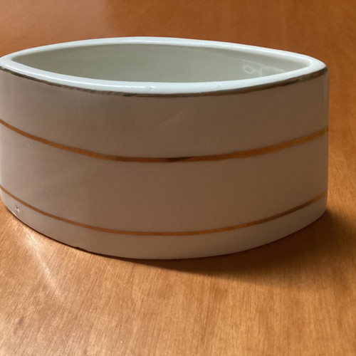 Porcelain bowl with gold leaves like new, Fayance