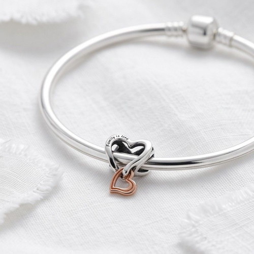 Pandora Two-tone Openwork Infinity Heart Charm new, silver and rose gold