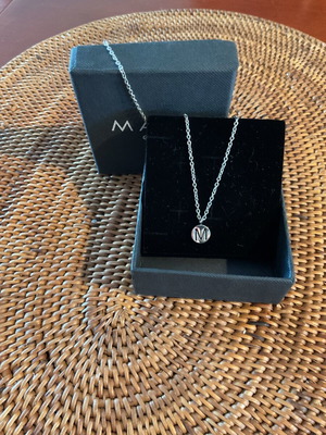 Minimal silver necklace with letter M new
