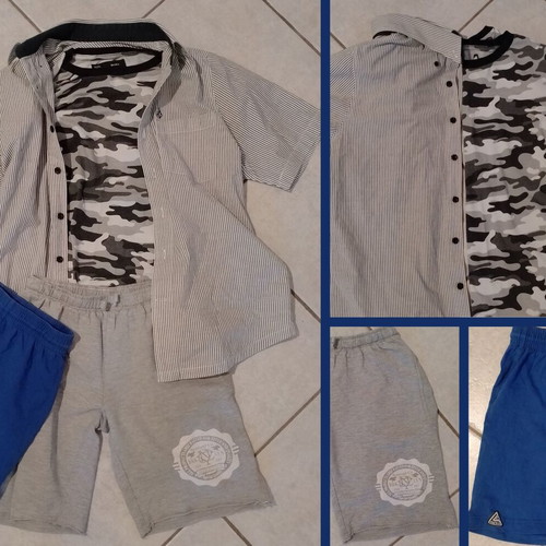 Boys' summer clothing set used, 4 pieces with Volcom shirt