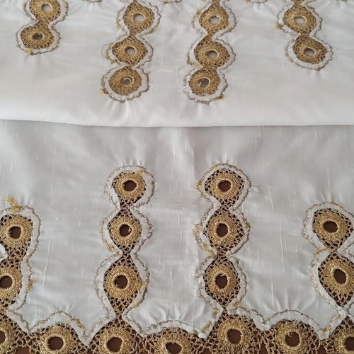 Set of 3 Handmade Table Runners with Golden Crochet Lace like new